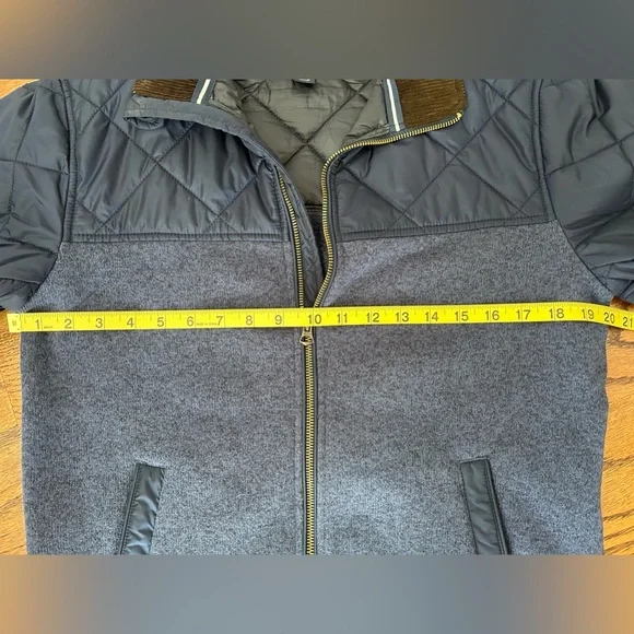 Lands’ End Men’s Jacket Quilted Navy Blue Small Brown Corduroy Collard - Picture 6 of 8